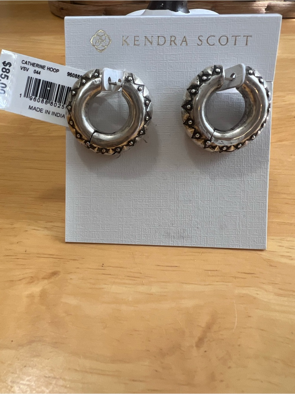 Kendra Scott Polished Silver Stud-Detail Hoop Earrings